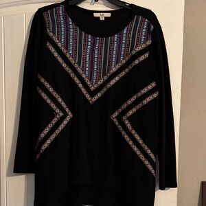 Ya Los Angeles Black Top with‎ Vibrant Stripes